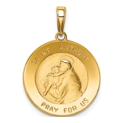 10K Yellow Gold Saint Anthony Round Medal Pendant
