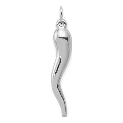 10K White Gold 3-D Horn Pendant