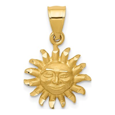 10K Yellow Gold Diamond-Cut Sun Pendant