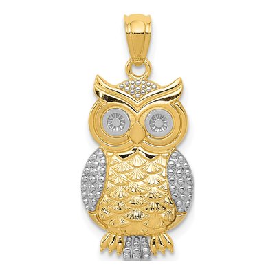 10K Yellow Gold Owl Pendant
