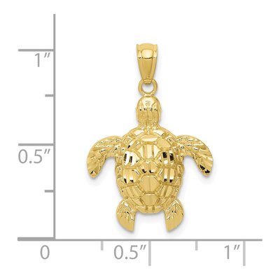10K Yellow Gold Sea Turtle Pendant – view 4