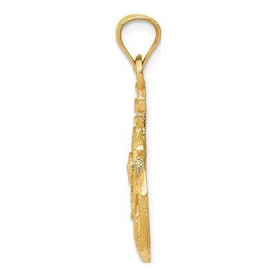 10K Yellow Gold Anchor Ships Wheel Pendant – view 3