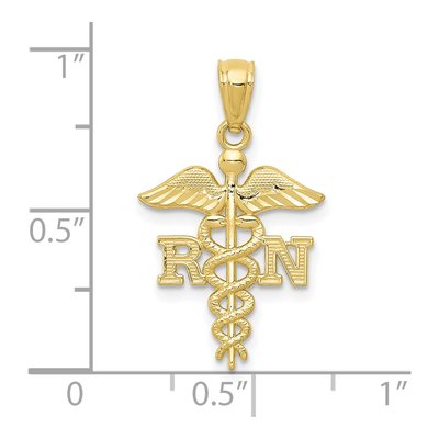 10K Yellow Gold RN Nurse Caduceus Pendant – view 4