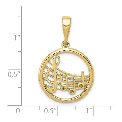 10K Yellow Gold Musical Notes Circle Pendant – view 4