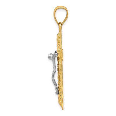 10K Two-Tone Gold Diamond-Cut Crucifix Pendant – view 3