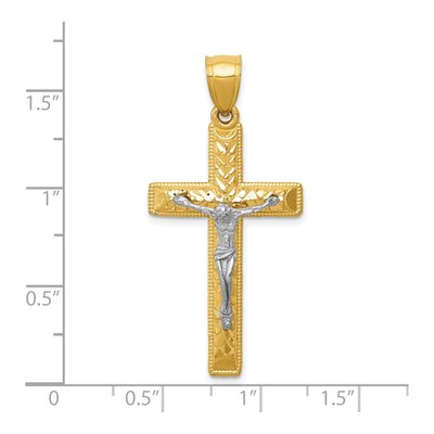 10K Two-Tone Gold Diamond-Cut Crucifix Pendant – view 4