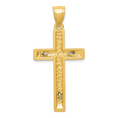 10K Two-Tone Gold Diamond-Cut Crucifix Pendant – view 5