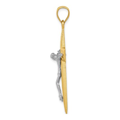10K Two-Tone Gold Diamond-Cut Crucifix Pendant – view 3