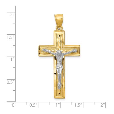 10K Two-Tone Gold Diamond-Cut Crucifix Pendant – view 4