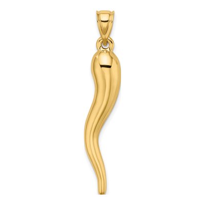 10K Yellow Gold X-Large Hollow Horn Pendant – view 5