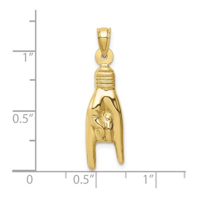 10K Yellow Gold Rock on Hand Sign Pendant – view 4