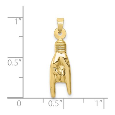 10K Yellow Gold Rock on Hand Sign Charm – view 4