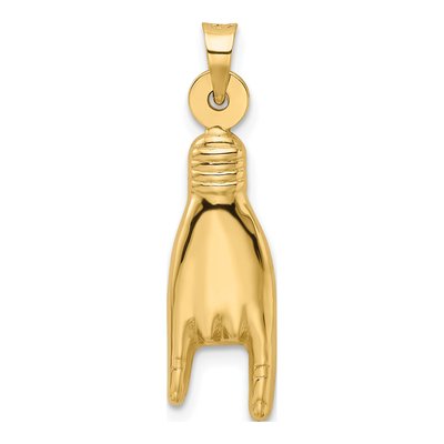 10K Yellow Gold Rock on Hand Sign Charm – view 5