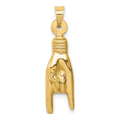 10K Yellow Gold Rock on Hand Sign Charm
