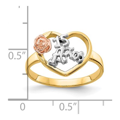 10K Two-Tone Gold ANOS Quinceaera Ring – view 4