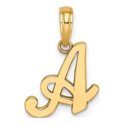10K Yellow Gold Script Initial A Charm