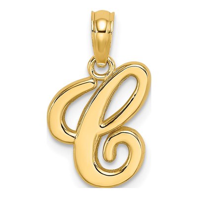 10K Yellow Gold Script Initial C Charm