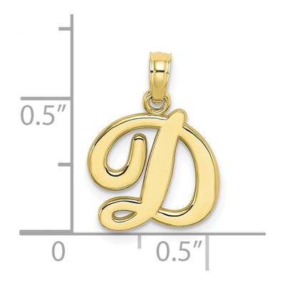 10K Yellow Gold Script Initial D Pendant – view 4