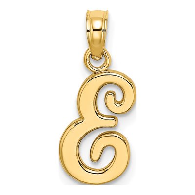 10K Yellow Gold Script Initial E Charm