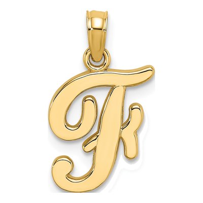 10K Yellow Gold Script Initial F Pendant