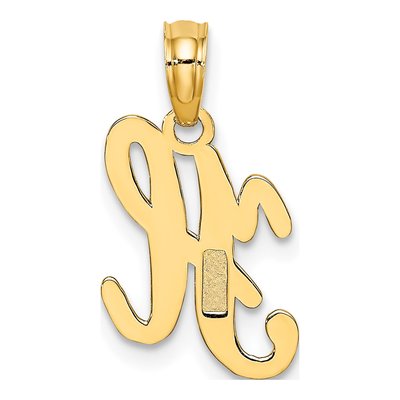 10K Yellow Gold Script Initial H Pendant – view 5