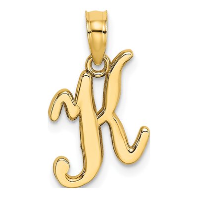10K Yellow Gold Script Initial K Pendant