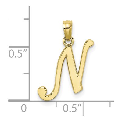 10K Yellow Gold Script Initial N Pendant – view 4
