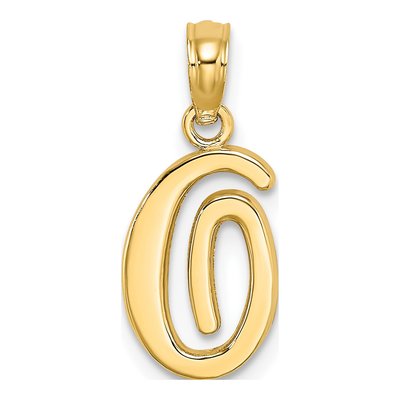 10K Yellow Gold Script Initial O Charm