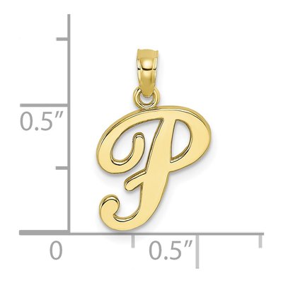 10K Yellow Gold Script Initial P Charm – view 4