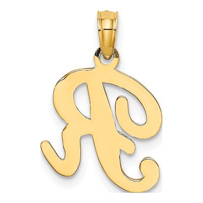 10K Yellow Gold Script Initial R Pendant – view 4