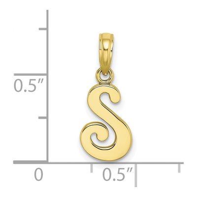 10K Yellow Gold Script Initial S Pendant – view 4