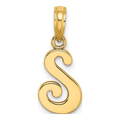 10K Yellow Gold Script Initial S Pendant