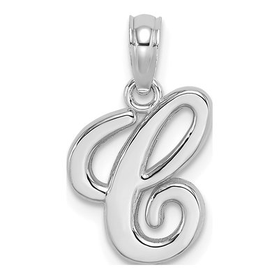 10K White Gold Initial C Charm