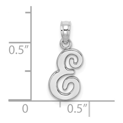 10K White Gold Script Initial E Pendant – view 4