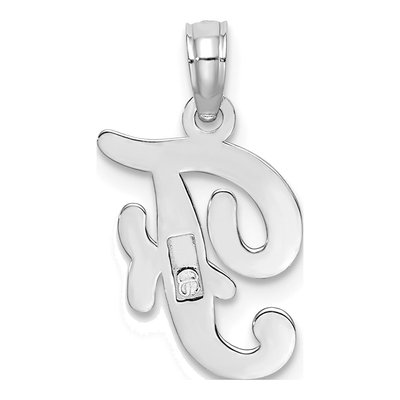 10K White Gold Initial F Pendant – view 5