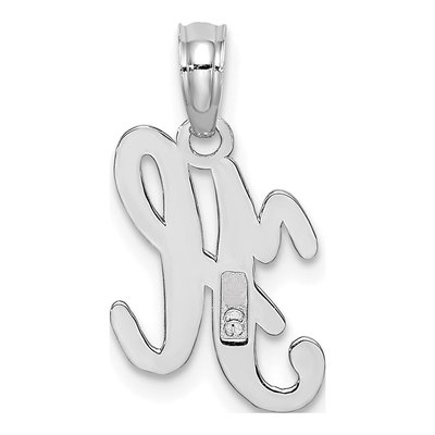 10K White Gold Script Initial H Pendant – view 5