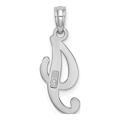 10K White Gold Script Initial I Pendant – view 5
