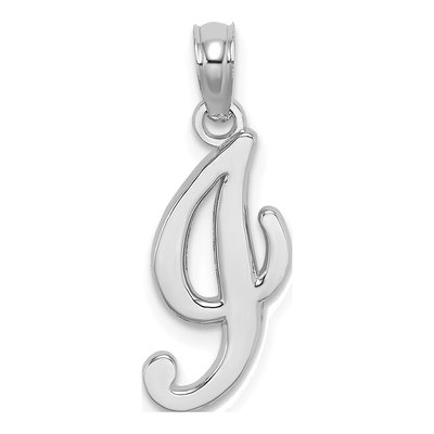 10K White Gold Script Initial I Pendant