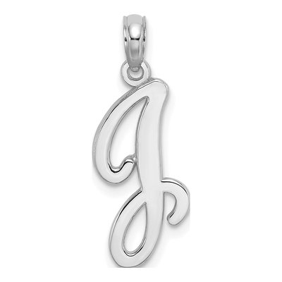 10K White Gold Initial J Charm