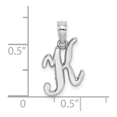 10K White Gold Script Initial K Pendant – view 4