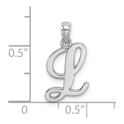 10K White Gold Script Initial L Pendant – view 4