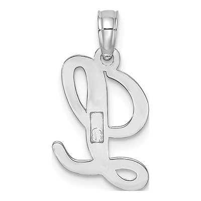 10K White Gold Script Initial L Pendant – view 5
