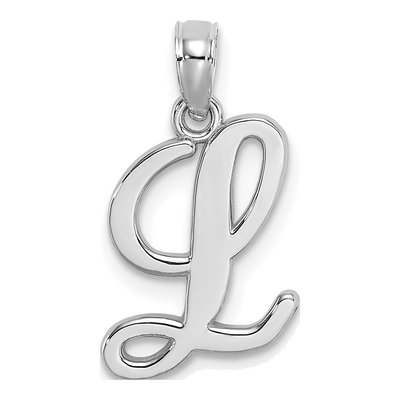 10K White Gold Script Initial L Pendant