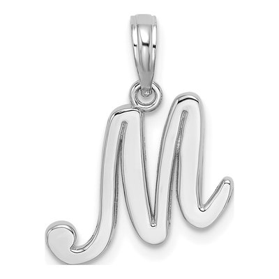 10K White Gold Initial M Pendant