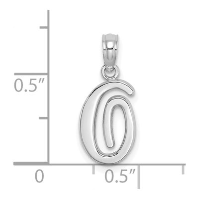 10K White Gold Script Initial O Pendant – view 4
