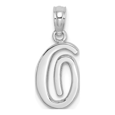 10K White Gold Script Initial O Pendant