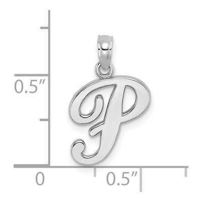 10K White Gold Initial P Charm – view 4