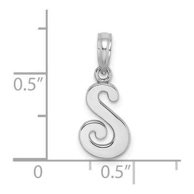 10K White Gold Script Initial S Pendant – view 4