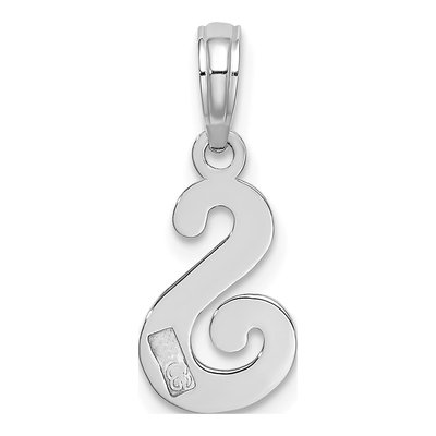 10K White Gold Script Initial S Pendant – view 5