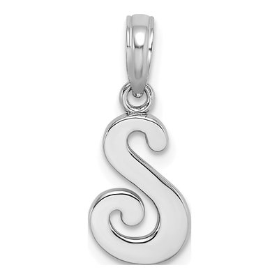 10K White Gold Script Initial S Pendant